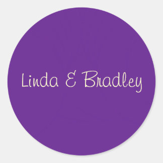 Purple & White Wedding Favor Sticker