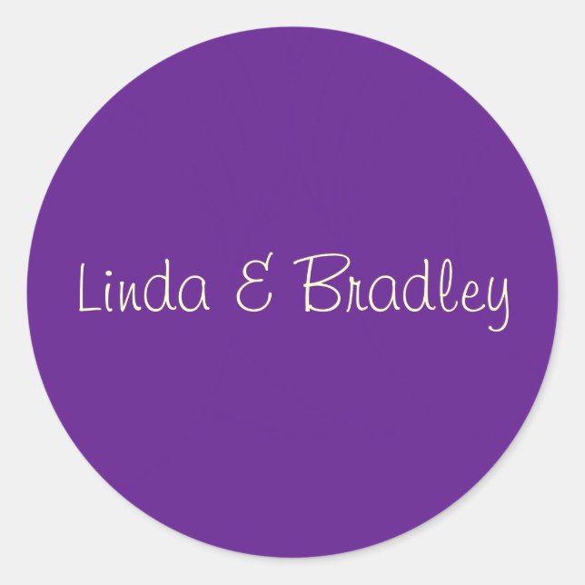 Purple & White Wedding Favor Sticker (Front)