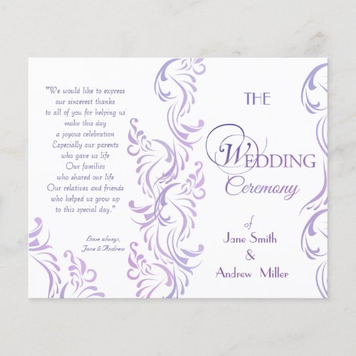 Purple  white Wedding programs