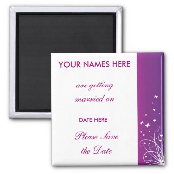 Purple & White Wedding Save The Date Magnet by PhotographyByPixie at Zazzle