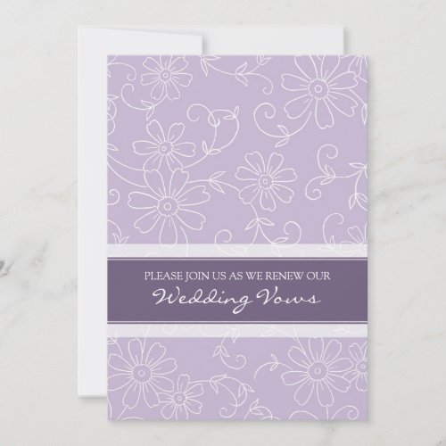 Purple White Wedding Vow Renewal Invitations