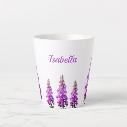 Purple white wildflowers floral pink name latte mug