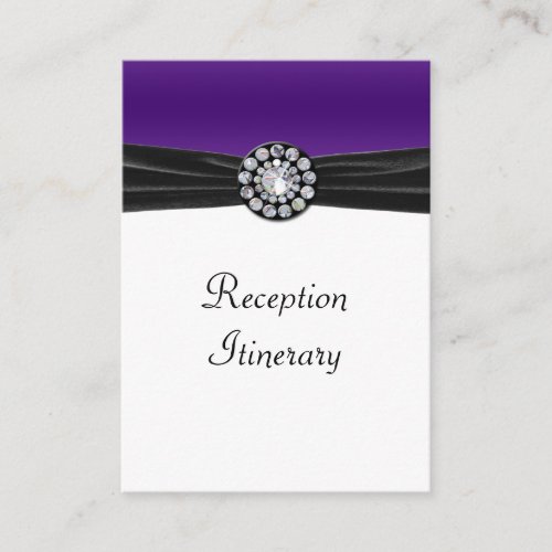 Purple  White With Black Velvet  Diamond Wedding Enclosure Card