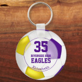 purple white yellow soccer ball team colors keychain (Front)