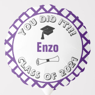 Purple & White You Did It Class of 2024 Graduation Balloon