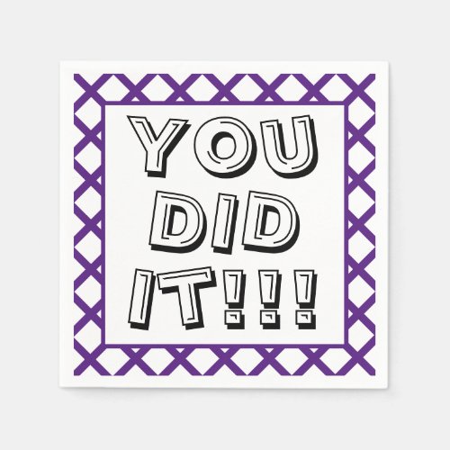 Purple  White You Did It Graduation Napkins