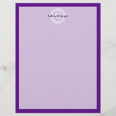 Purple Wht Greek Key Rnd Frame Initial Monogram (Front)