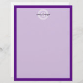 Purple Wht Greek Key Rnd Frame Initial Monogram (Front/Back)