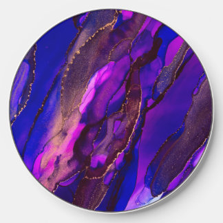 Purple Wild Alcohol Ink Painting Wireless Charger