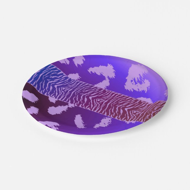 Purple Wild Animal Fur Pattern Paper Plates (Angled)