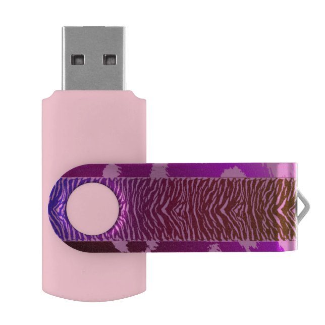 Purple Wild Animal Pattern USB Flash Drive (Opened)