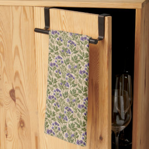 Purple Wild Asters Botanical Kitchen Towel