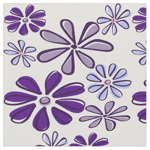 Purple Wild Flower Doodle Fabric