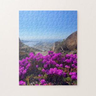 Purple Wild Flowers Santorini Greece Photography Jigsaw Puzzle