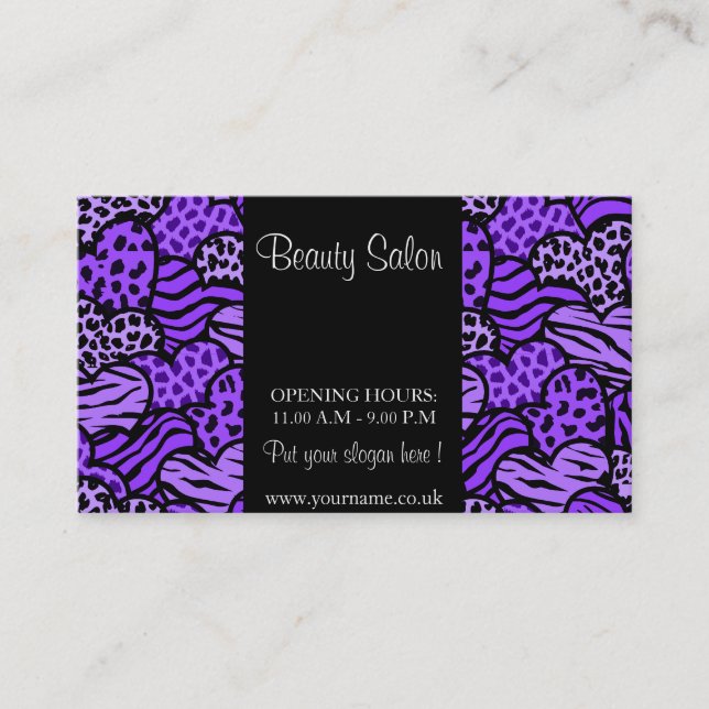 Purple Wild Hearts Design Business Card (Front)