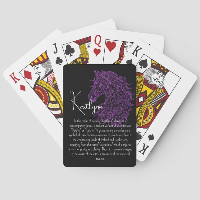 Purple Wild Horse Name Poker Cards (Back)