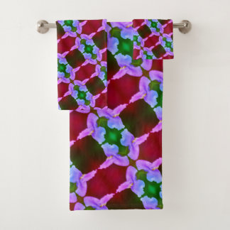 Purple Wild Orchid Flower Abstract Pattern Bath Towel Set