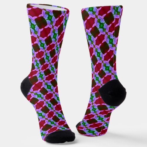 Purple Wild Orchid Flower Abstract Pattern     Socks