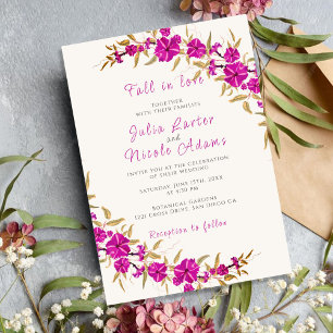 Purple Wild Trumpet Flower Garden Photo Wedding Invitation