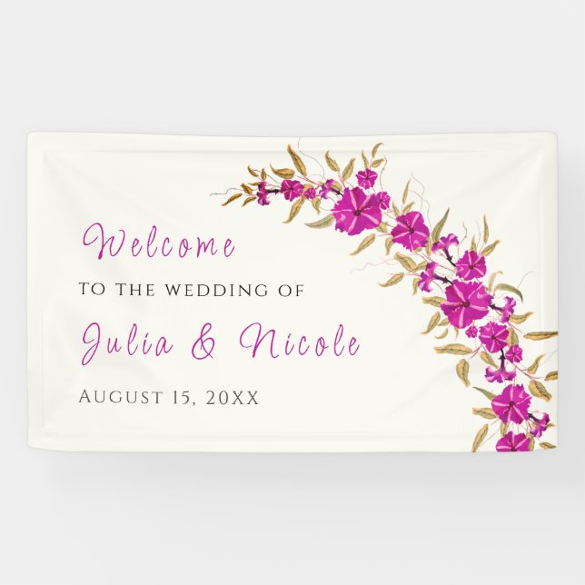 Purple Wild Trumpet Vine Flower Garden Wedding Banner (Horizontal)