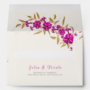 Purple Wild Trumpet Vine Flower Garden Wedding Envelope