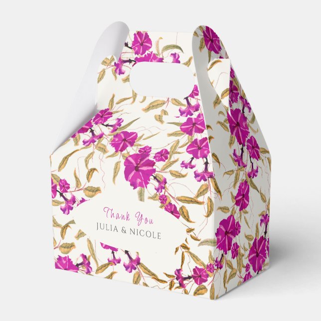 Purple Wild Trumpet Vine Flower Garden Wedding Favor Boxes (Front Side)