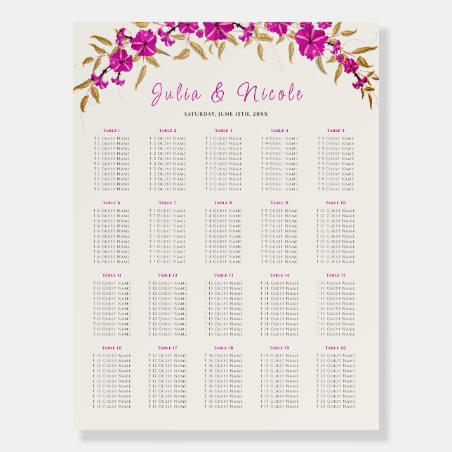 Purple Wild Trumpet Vine Flower Garden Wedding Foam Board (Front)