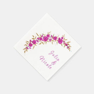 Purple Wild Trumpet Vine Flower Garden Wedding Napkins