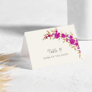 Purple Wild Trumpet Vine Flower Wedding Place Card