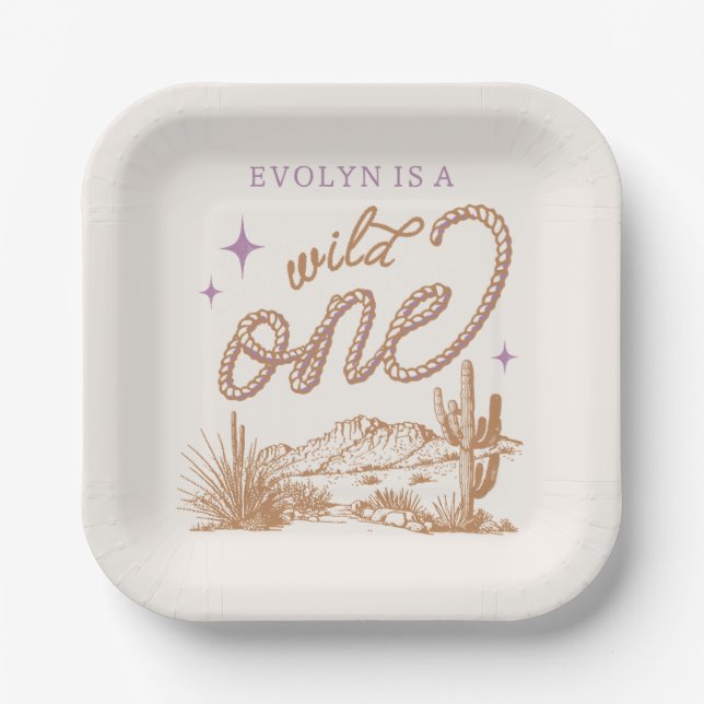 Purple Wildest One in the West Party Plates (Front)
