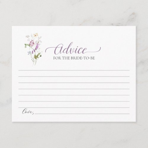 Purple Wildflower Advice For The Bride_To_Be Card