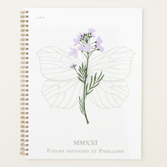 Purple wildflower and brimstone butterfly planner (Front)