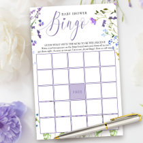 Purple Wildflower Baby Shower Bingo Game