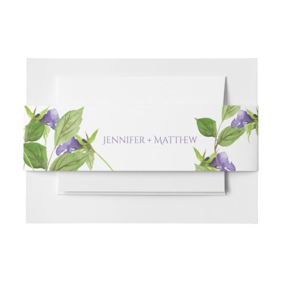 Purple Wildflower Blossoms Green Leaf Belly Bands Invitation Belly Band