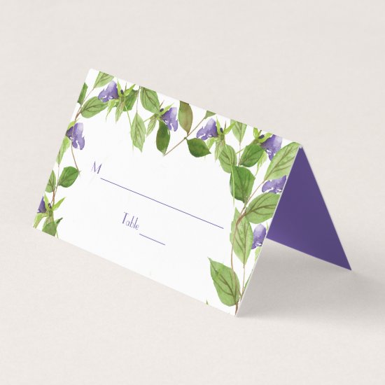 Purple Wildflower Blossoms Leaves Place Cards