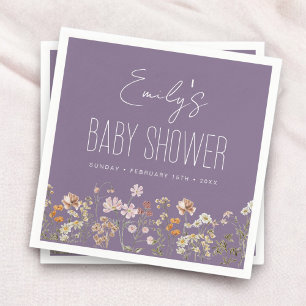 Purple Wildflower Boho Baby Shower In Bloom Napkins