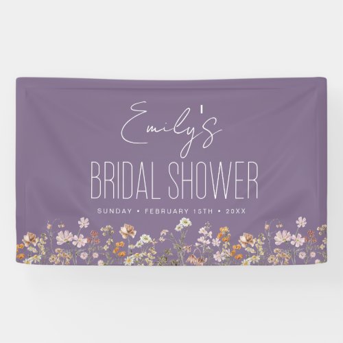 Purple Wildflower Boho Bridal Shower Banner