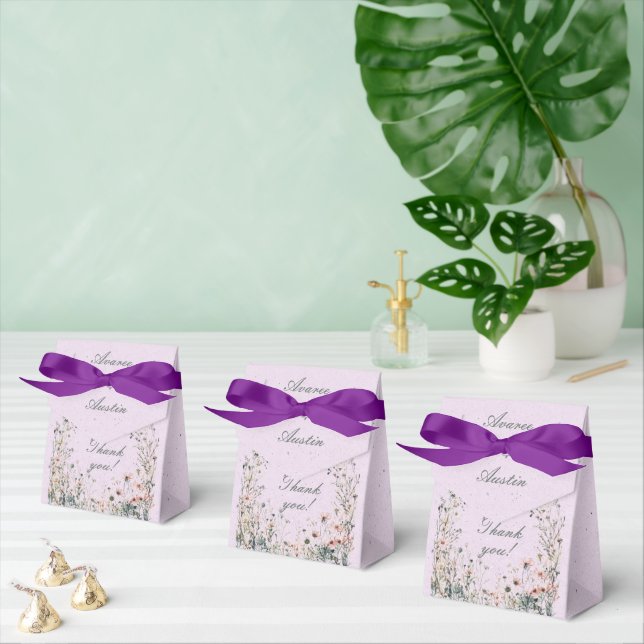 Purple Wildflower Border  Favor Boxes (Multiple)
