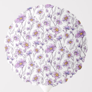 Purple Wildflower Botanical Pattern Design Balloon