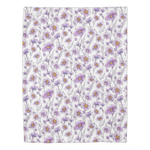 Purple Wildflower Botanical Pattern Design Duvet Cover