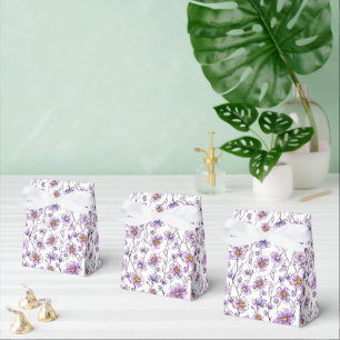 Purple Wildflower Botanical Pattern Design Favor Boxes