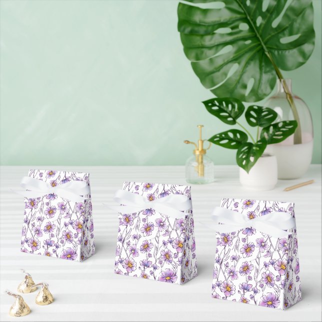 Purple Wildflower Botanical Pattern Design Favor Boxes (Multiple)