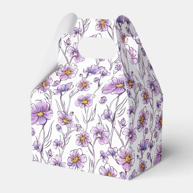 Purple Wildflower Botanical Pattern Design Favor Boxes (Front Side)