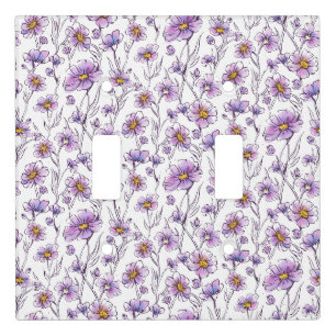 Purple Wildflower Botanical Pattern Design Light Switch Cover