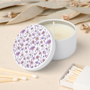 Purple Wildflower Botanical Pattern Design Mini Candle Favors