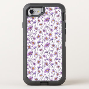 Purple Wildflower Botanical Pattern Design OtterBox Defender iPhone SE/8/7 Case