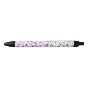 Purple Wildflower Botanical Pattern Design Pen