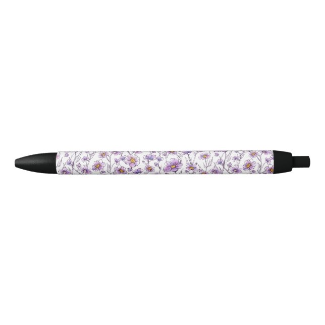 Purple Wildflower Botanical Pattern Design Pen (Front)
