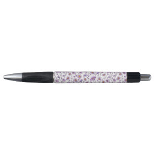 Purple Wildflower Botanical Pattern Design Pen