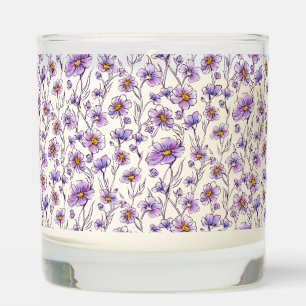 Purple Wildflower Botanical Pattern Design Scented Candle